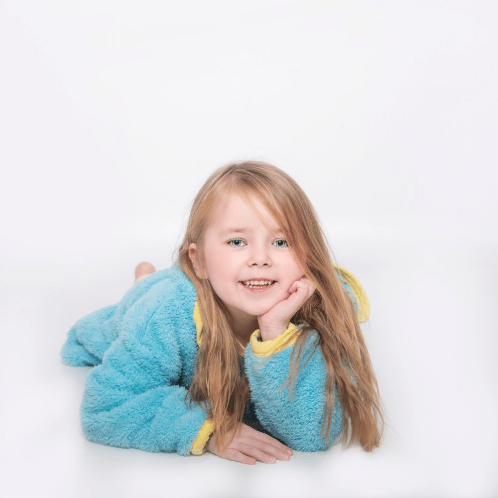 Busy Bees Light Blue Fleece Dressing Gown