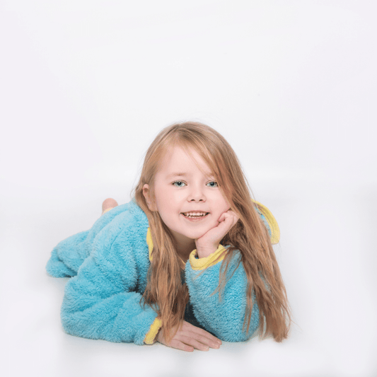 Busy Bees Light Blue Fleece Dressing Gown