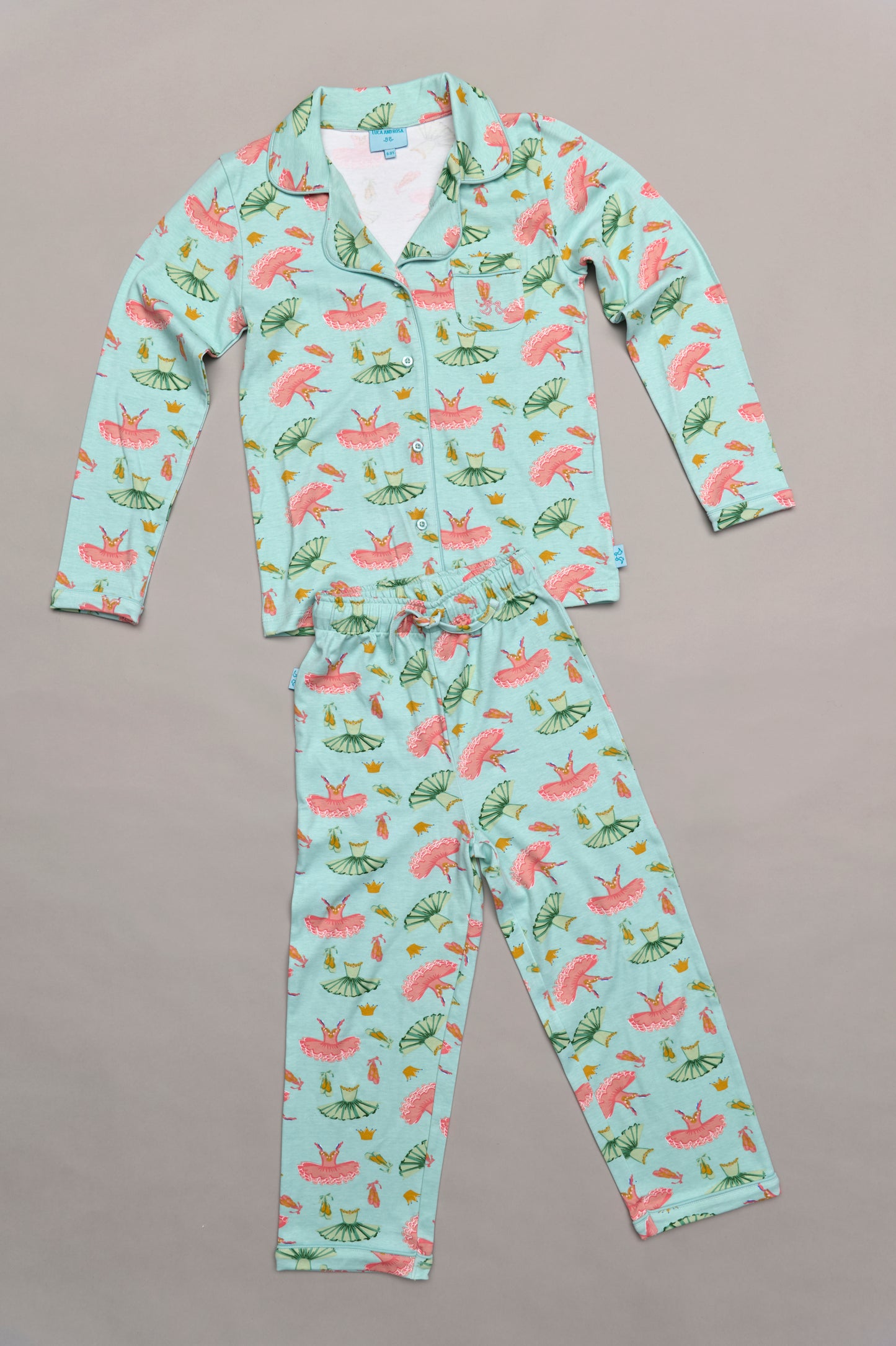 Girls button up pyjamas - ballet print