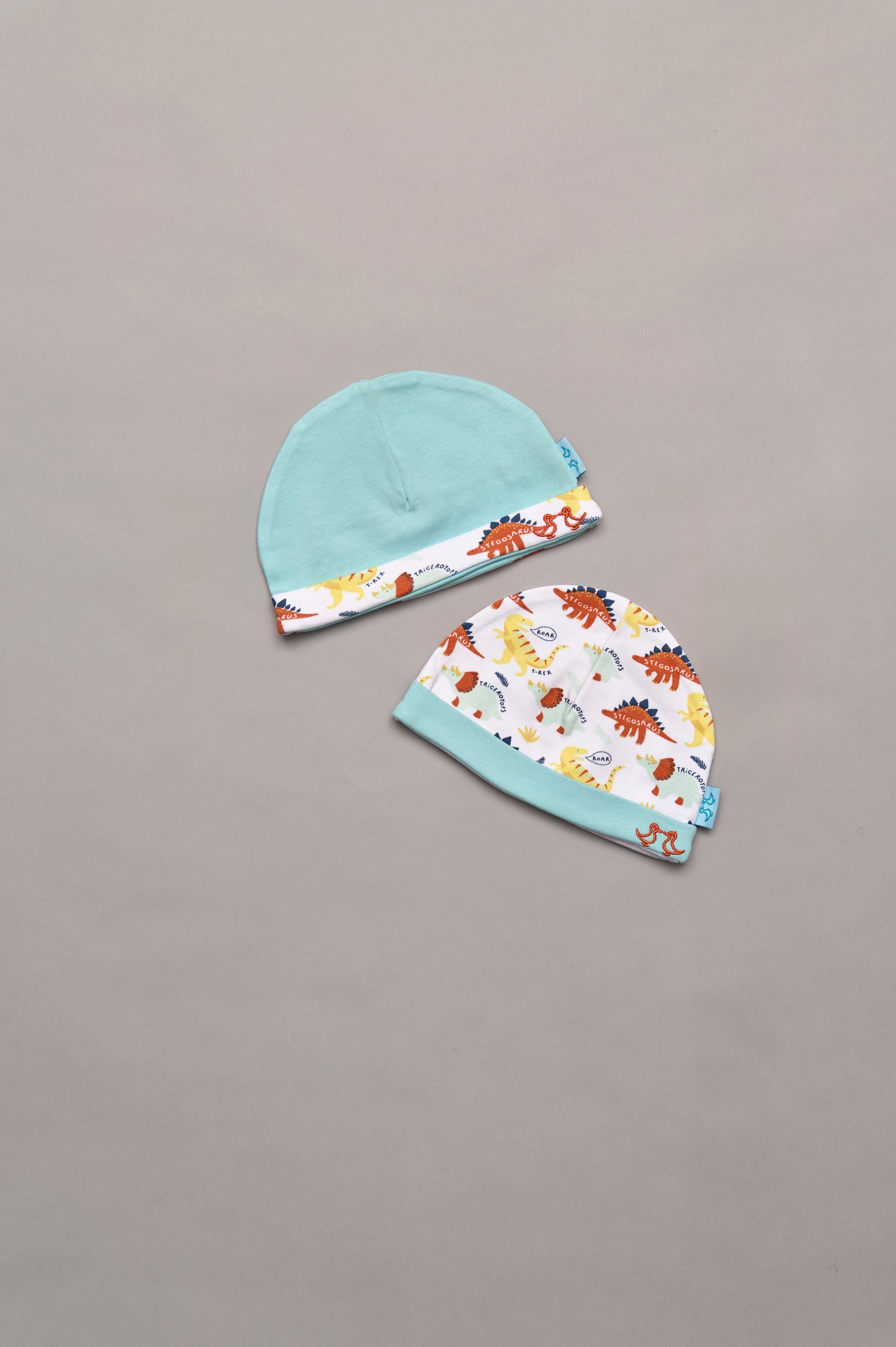 Dinosaur Print Yellow Baby Hat Set
