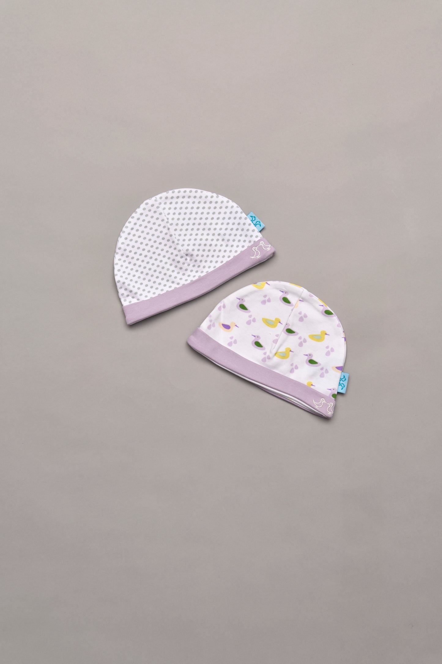 Duck Print Lilac Baby Girls Hat Set