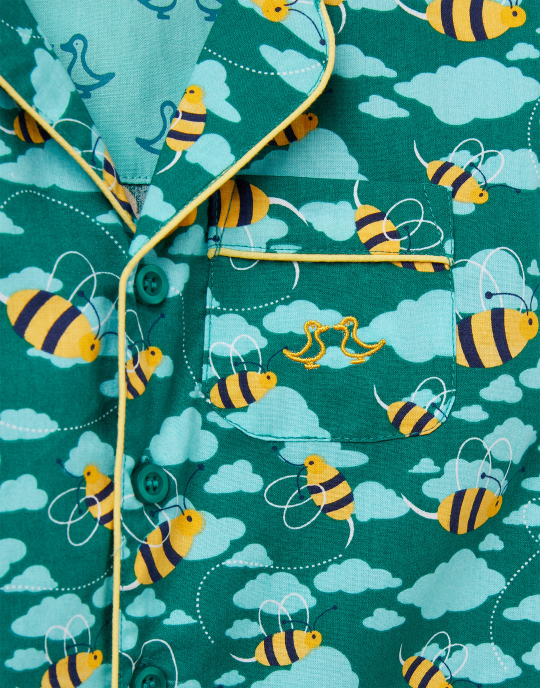 Blue Busy Bees Boys Button Up Pyjamas