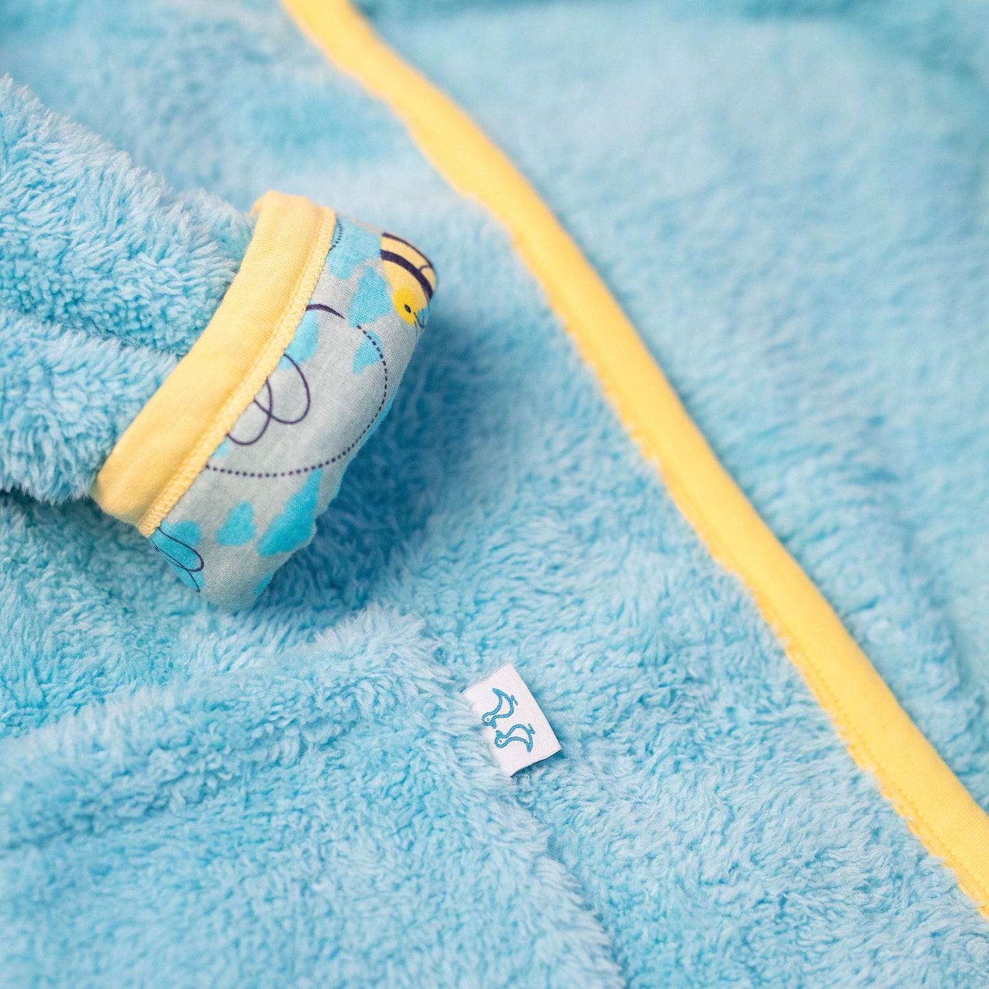 Busy Bees Light Blue Fleece Dressing Gown
