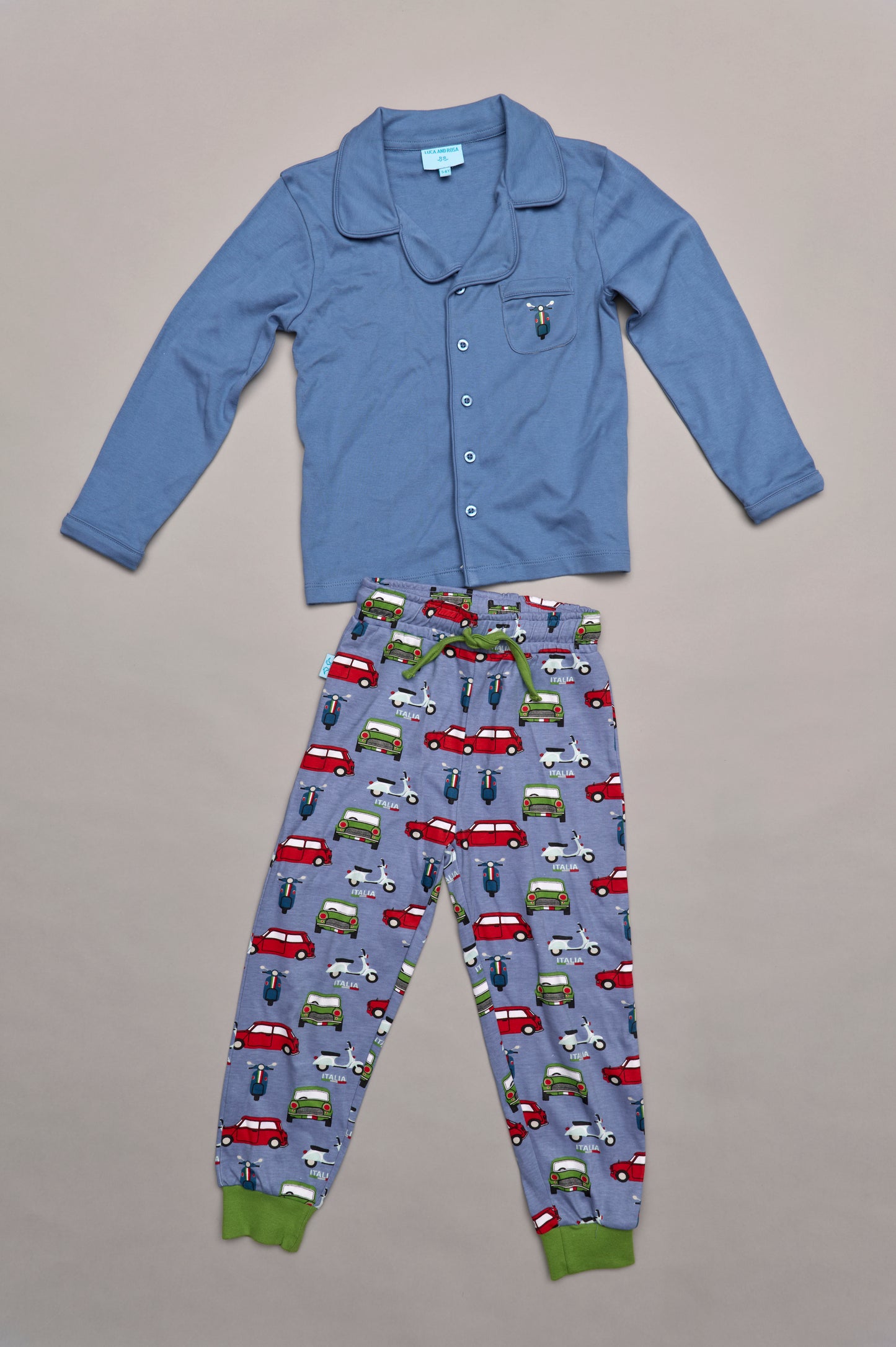 Boys button up pyjamas - car print
