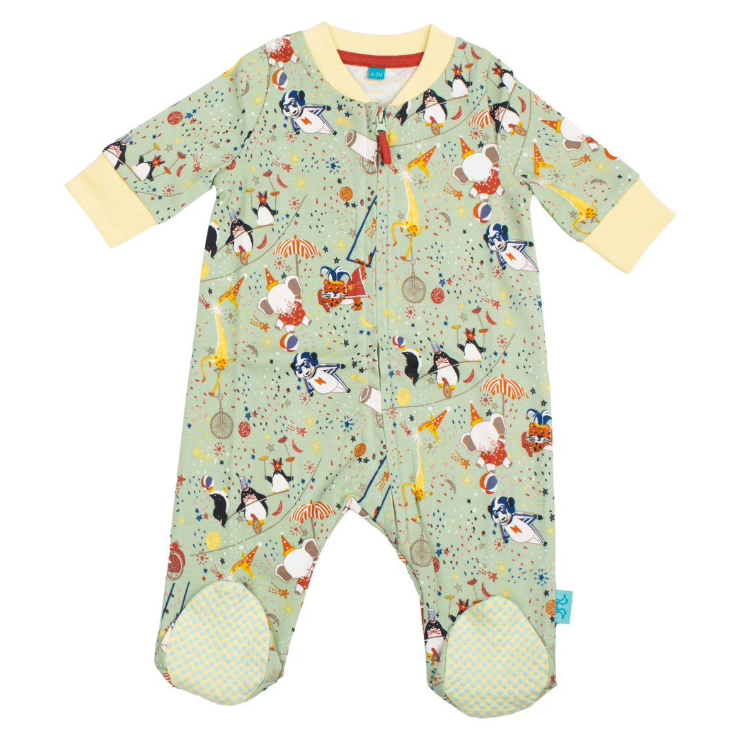 Showman Print Green & Yellow Baby Grow