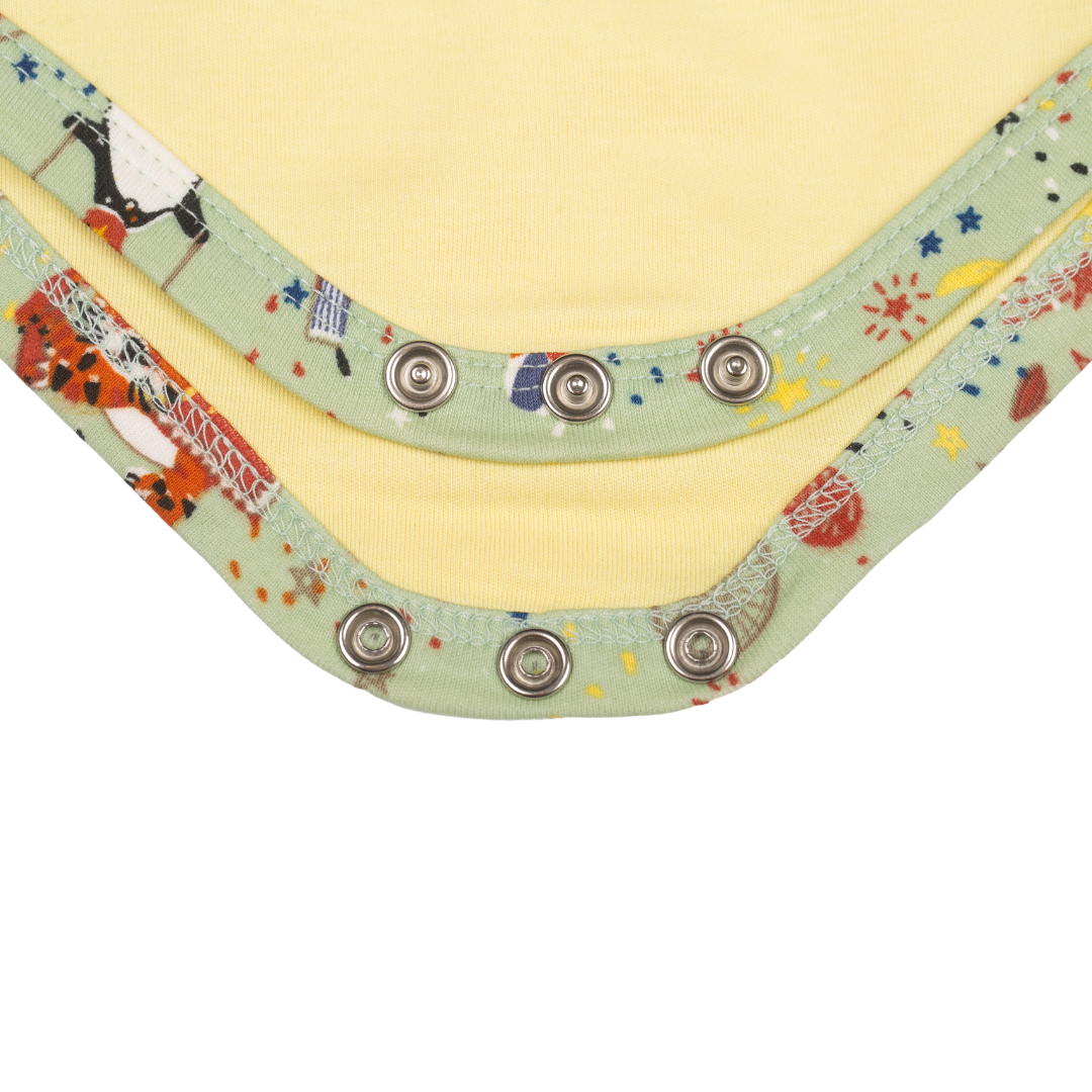 Showman Print Green & Yellow Baby Vest Set