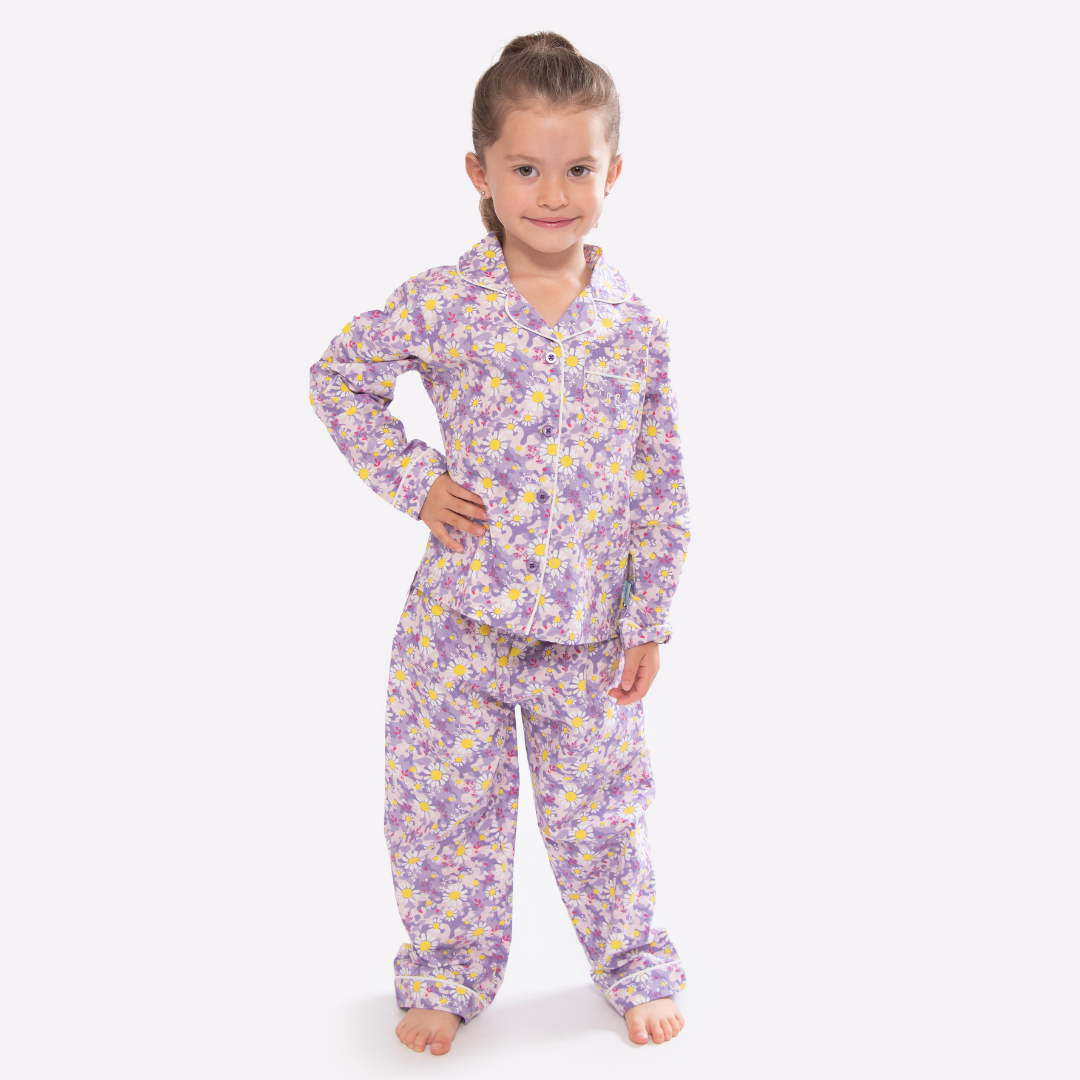 Dizzy Daisy Print Girls Button Up Pyjamas