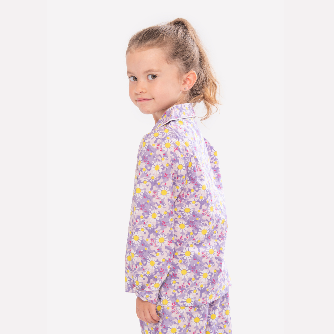 Dizzy Daisy Print Girls Button Up Pyjamas