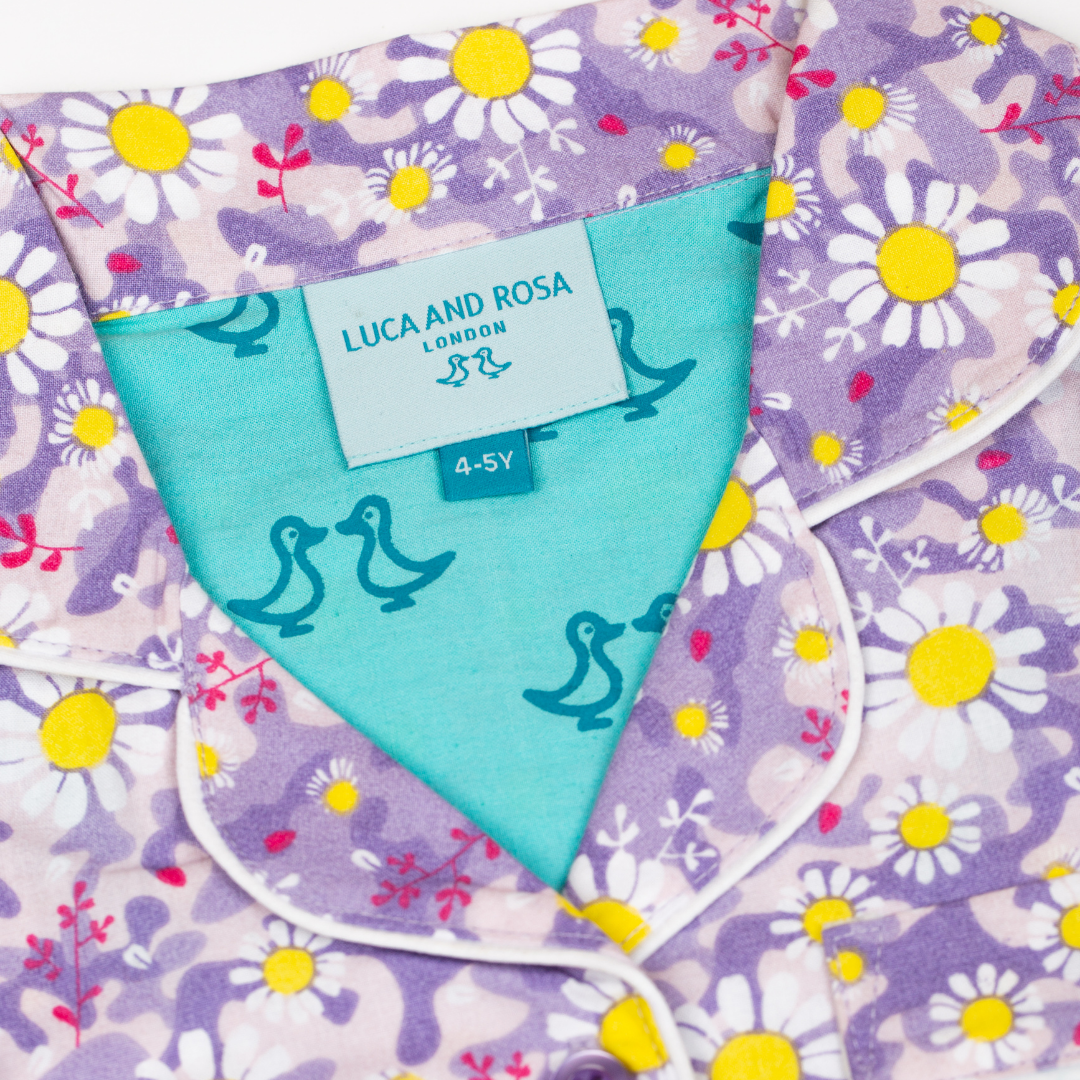 Dizzy Daisy Print Girls Button Up Pyjamas
