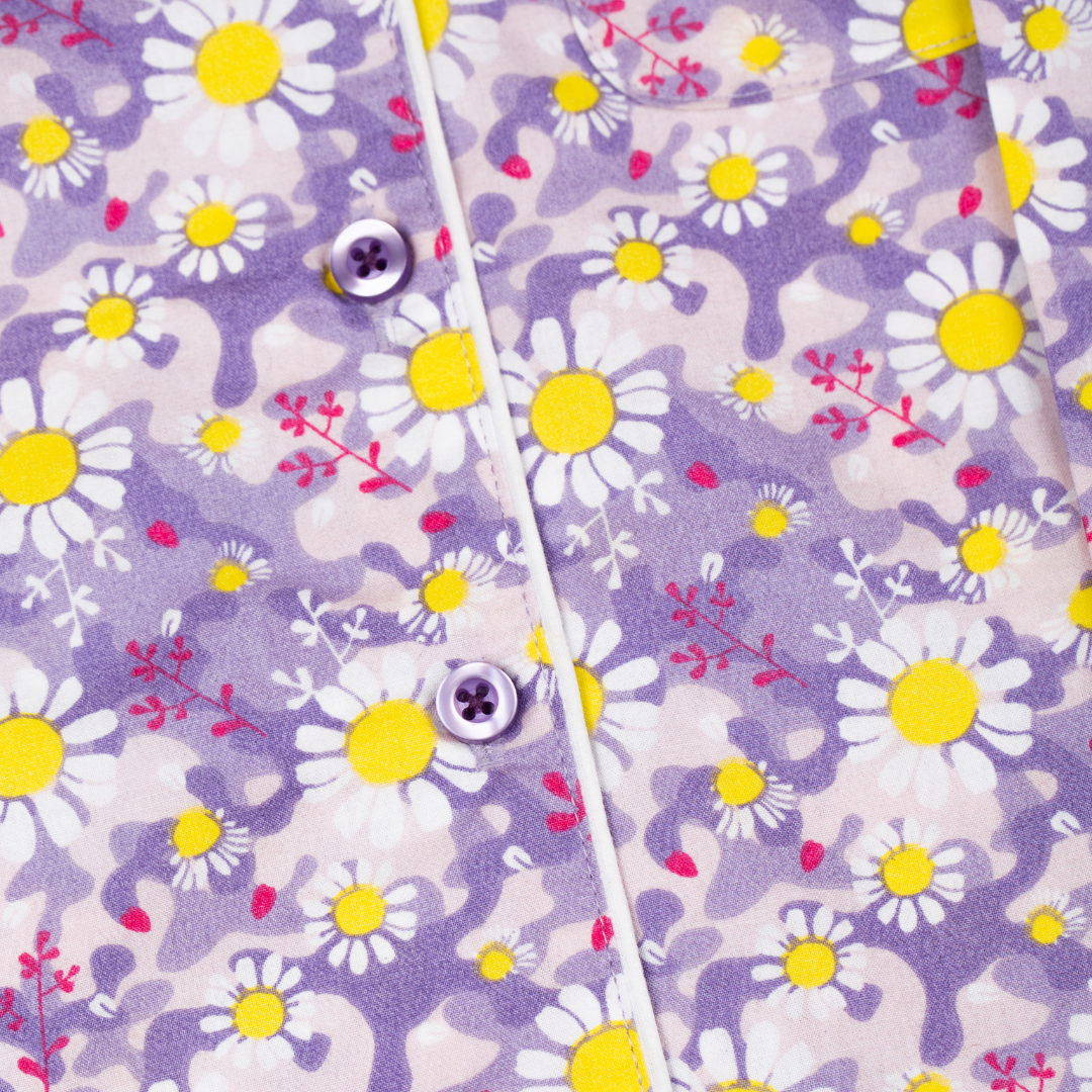 Dizzy Daisy Print Girls Button Up Pyjamas