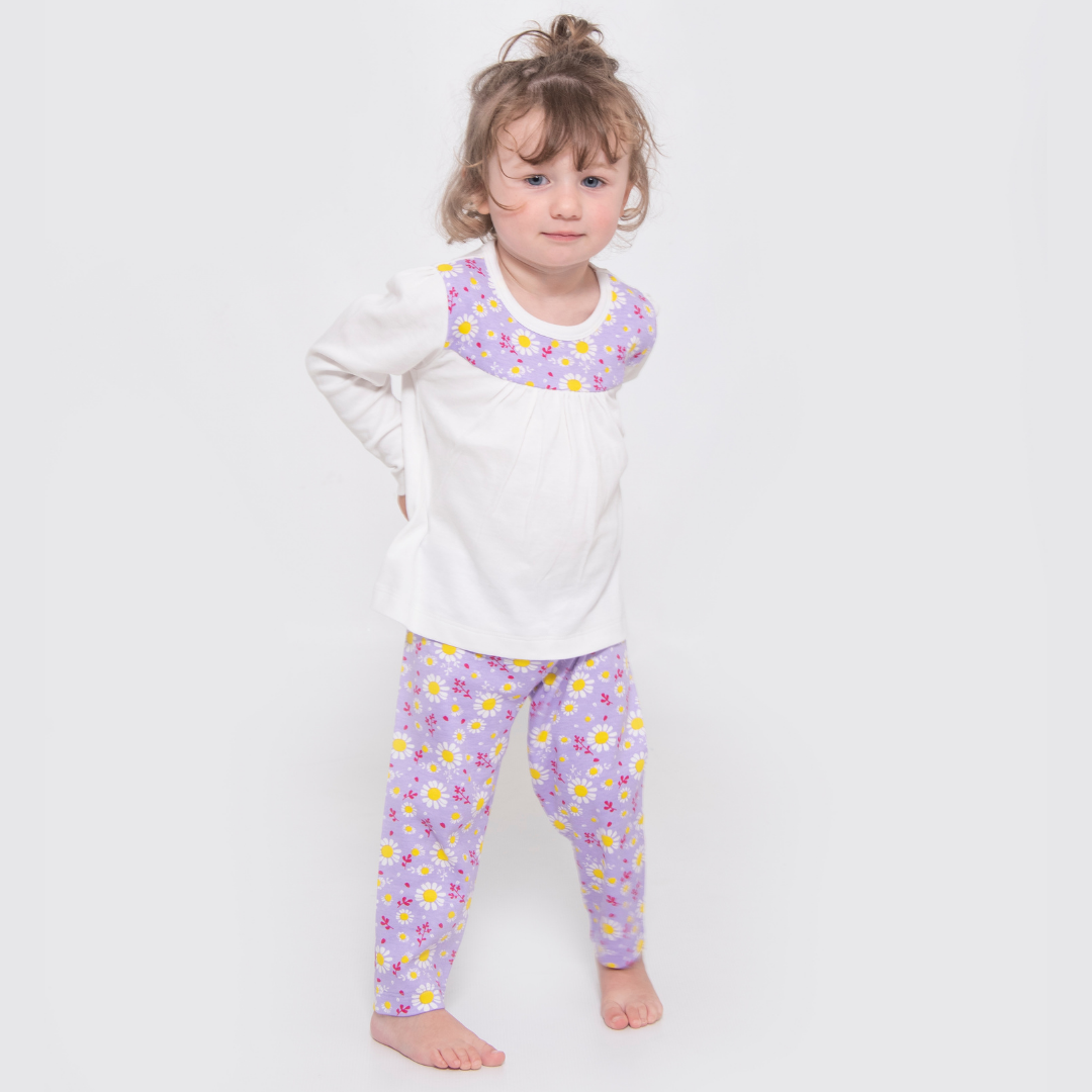 Dizzy Daisy Print Girls Interlock Pyjamas
