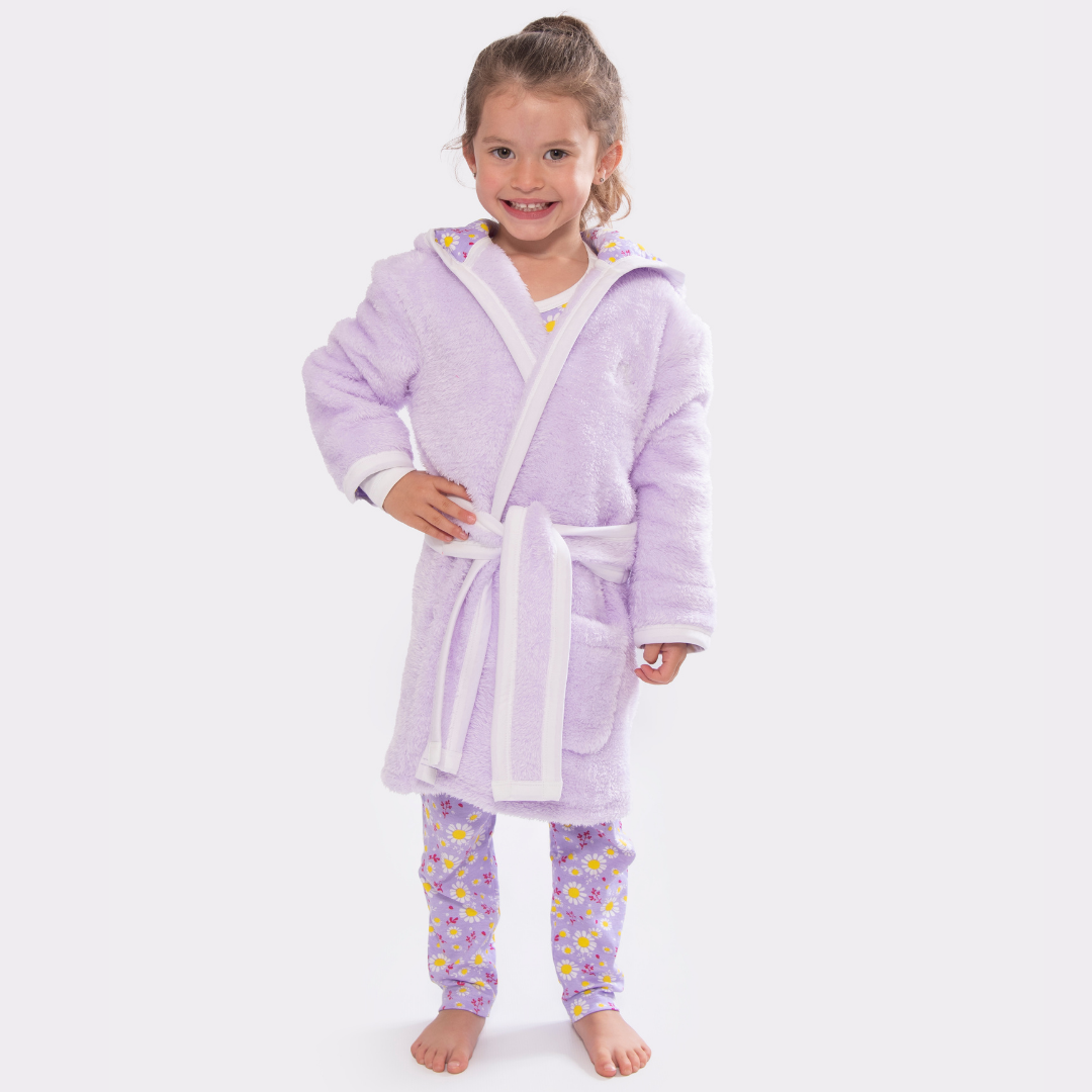 Dizzy Daisy Print Girls Lilac Dressing Gown