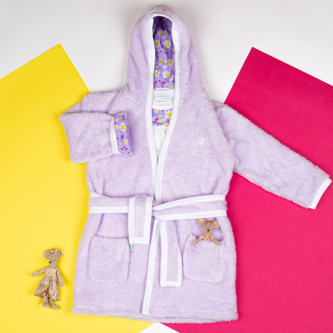 Dizzy Daisy Print Girls Lilac Dressing Gown