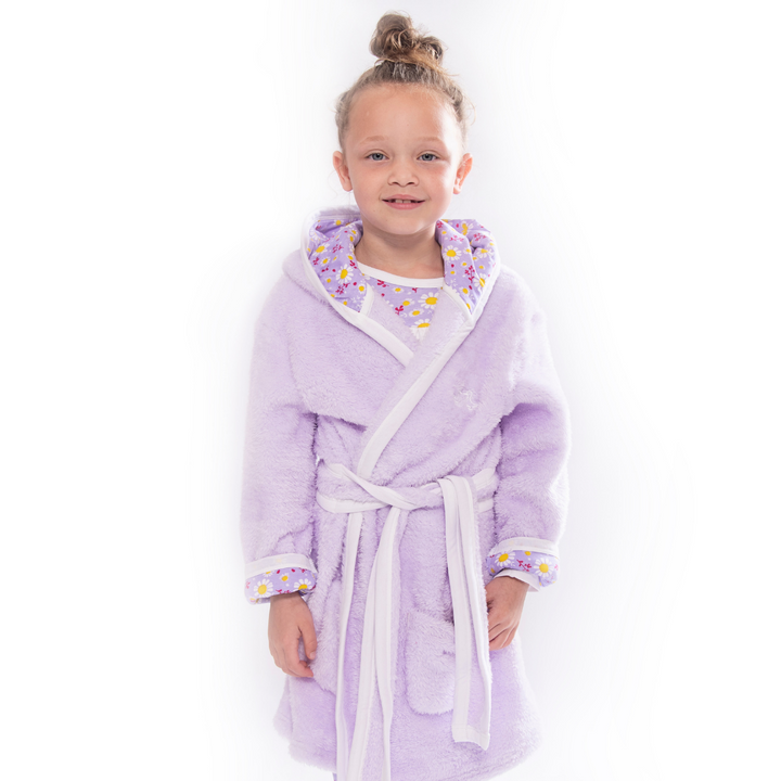 Dizzy Daisy Print Girls Lilac Dressing Gown