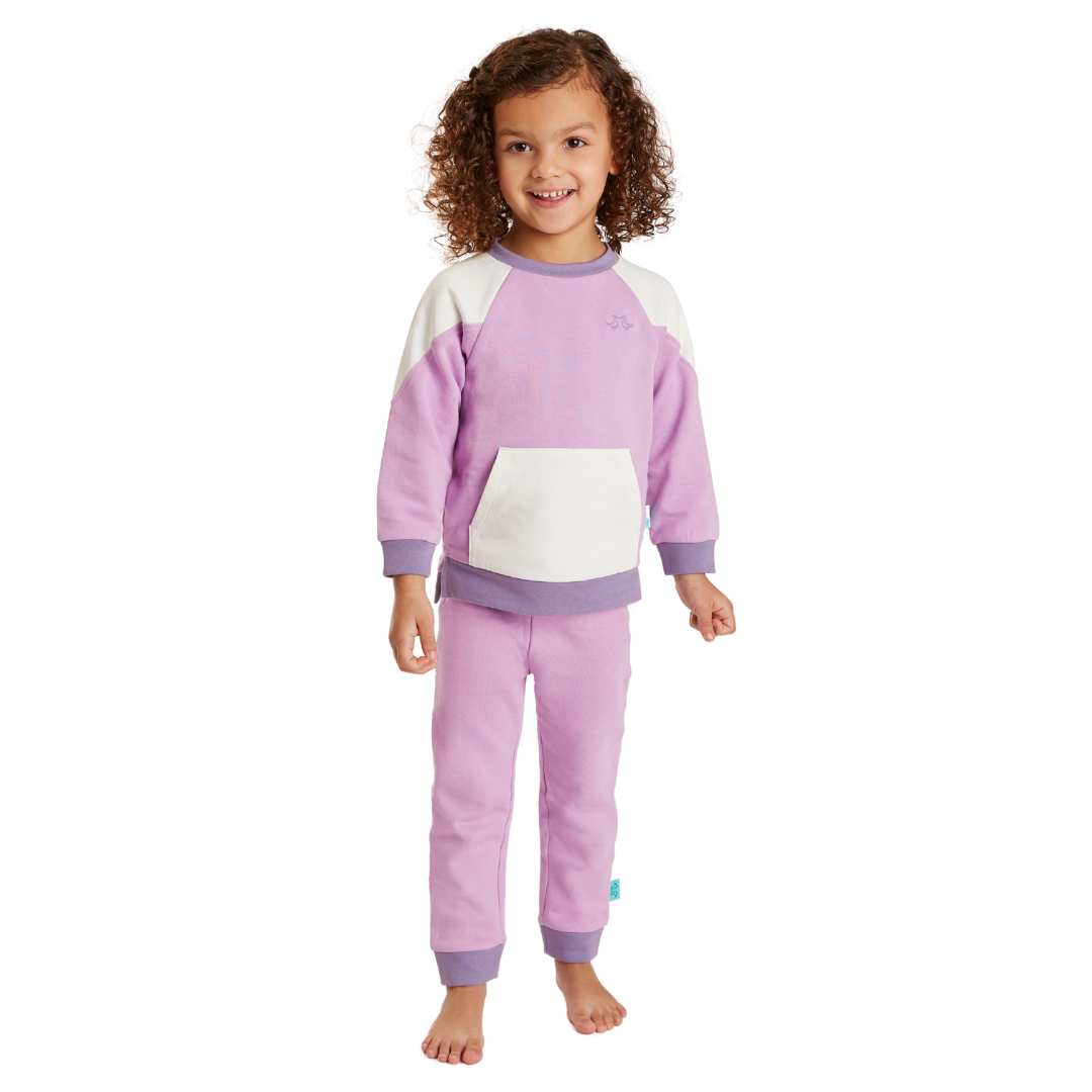 Lilac & White Girls Lounge Set