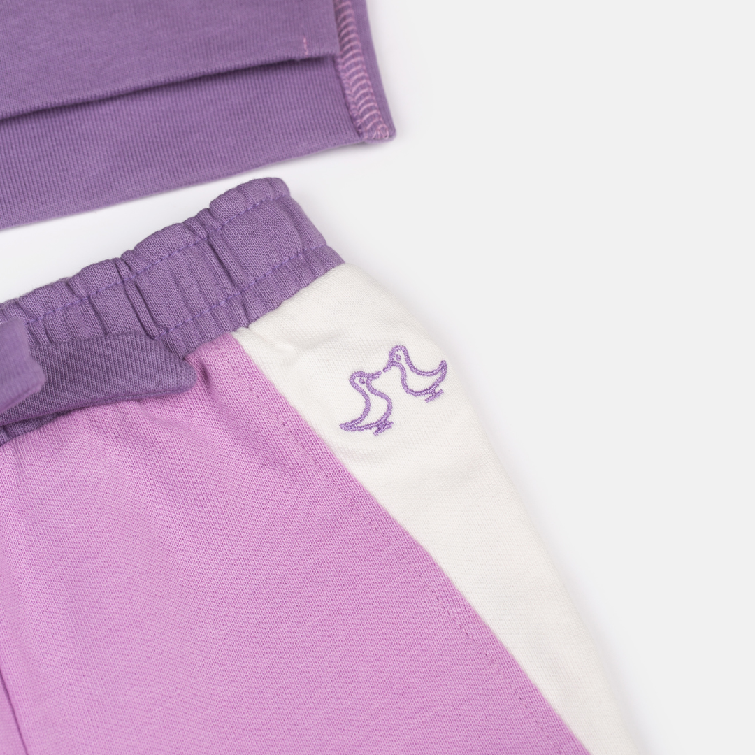 Lilac & White Girls Lounge Set
