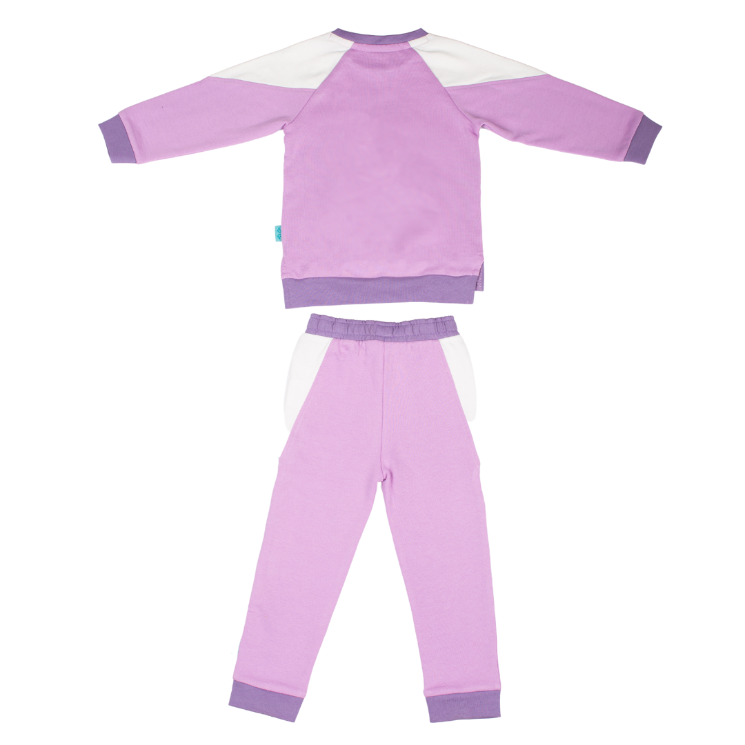 Lilac & White Girls Lounge Set