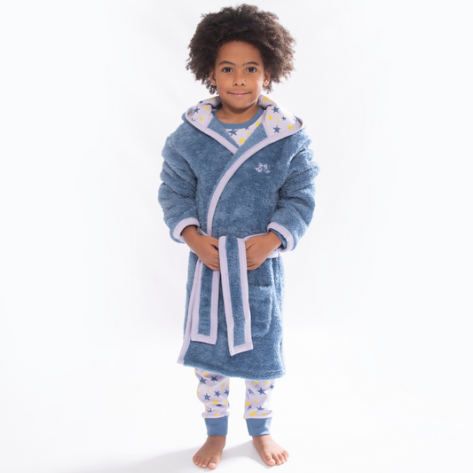 Shining Stars Print Dressing Gown Navy