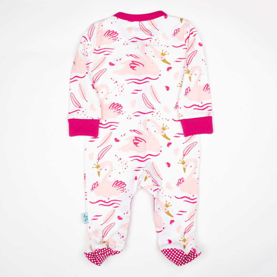 Swan Princess Print Baby Girl Sleep Suit