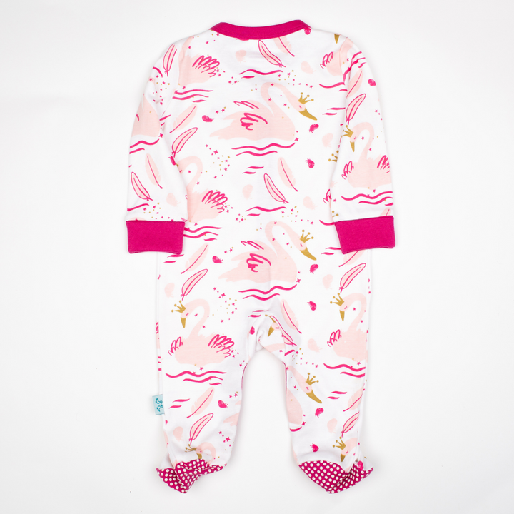 Swan Princess Print Baby Girl Sleep Suit
