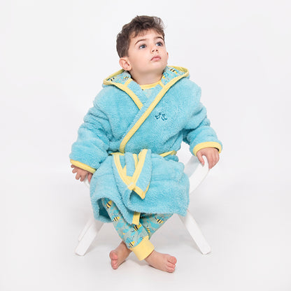 Busy Bees Light Blue Fleece Dressing Gown