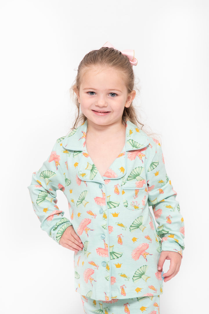 Girls button up pyjamas - ballet print