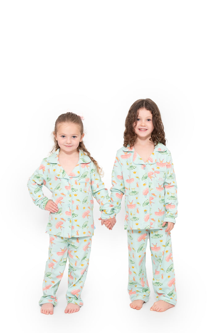 Girls button up pyjamas - ballet print