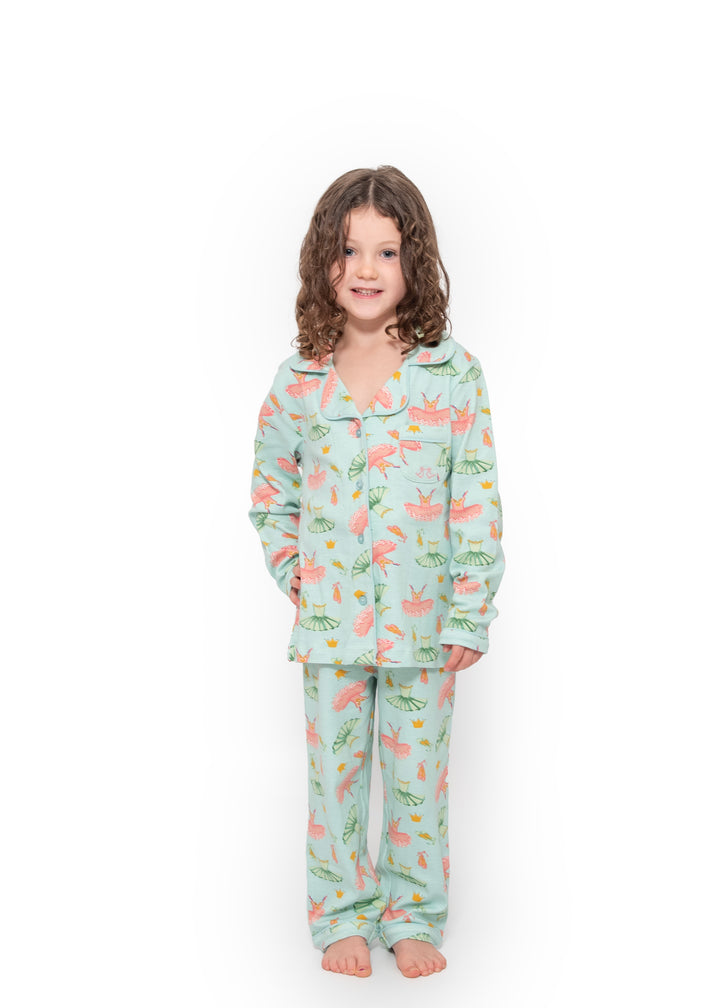 Girls button up pyjamas - ballet print