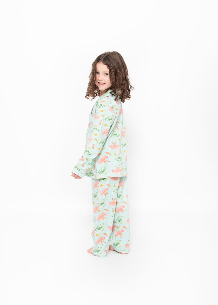 Girls button up pyjamas - ballet print