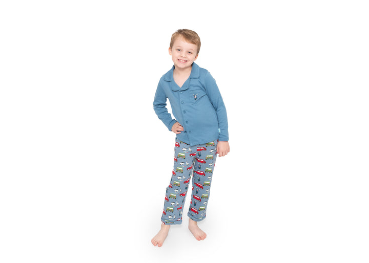 Boys button up pyjamas - car print