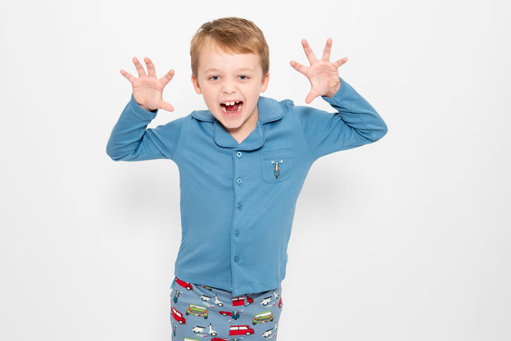 Boys button up pyjamas - car print