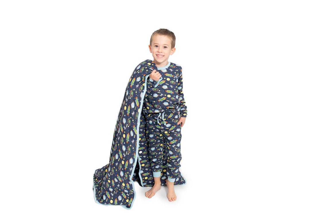 Boys pull on pyjamas - space print