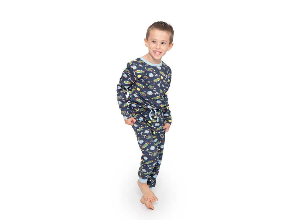 Boys pull on pyjamas - space print