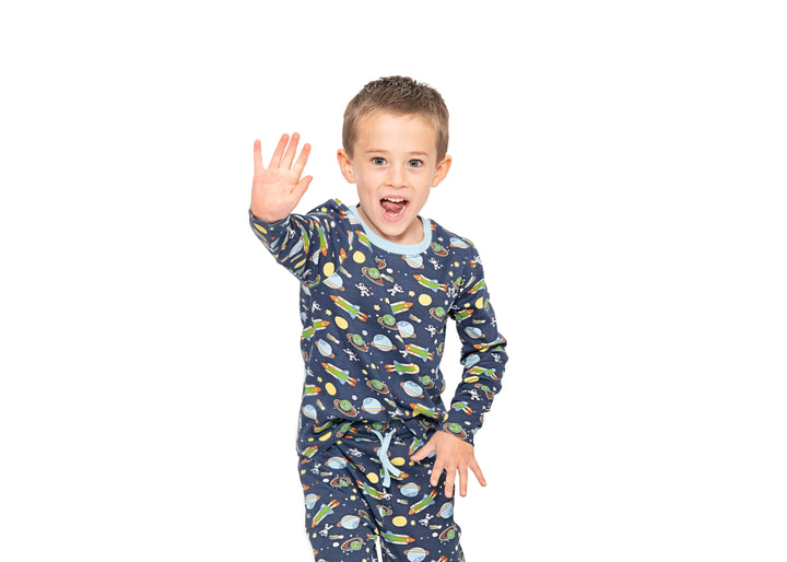 Boys pull on pyjamas - space print