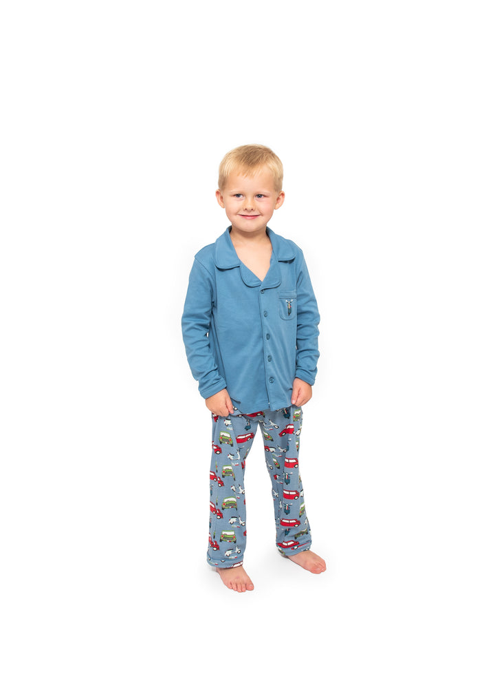 Boys button up pyjamas - car print