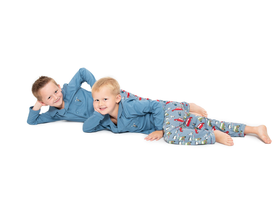 Boys button up pyjamas - car print