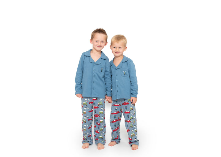 Boys button up pyjamas - car print