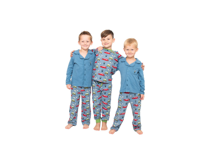 Boys button up pyjamas - car print