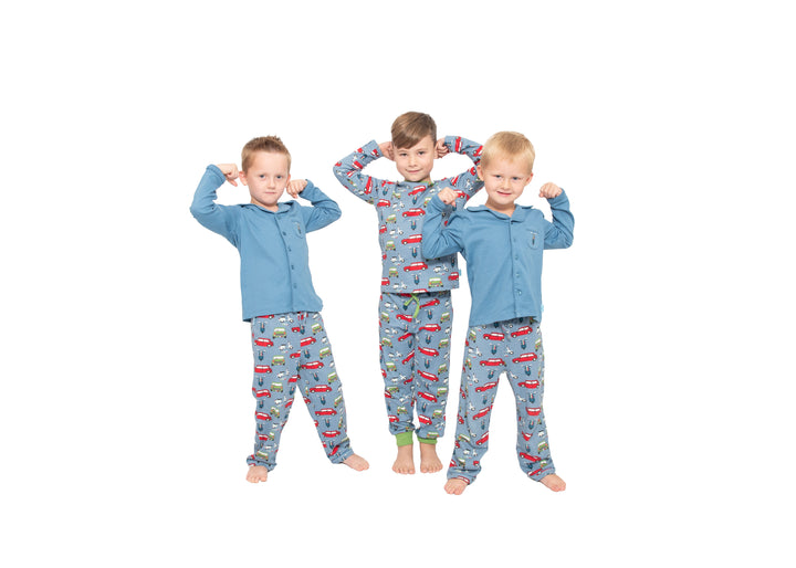 Boys button up pyjamas - car print