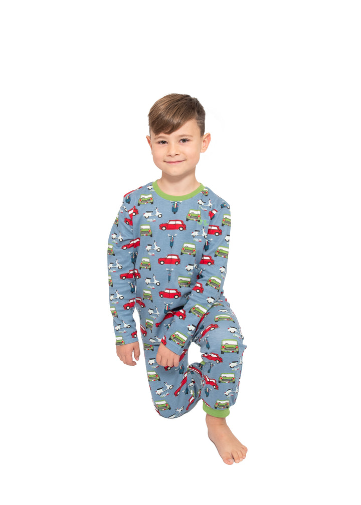 Boys pull on pyjamas - car print