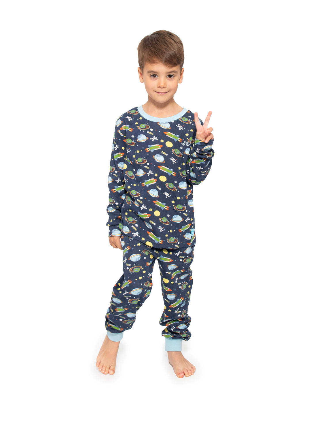 Boys pull on pyjamas - space print