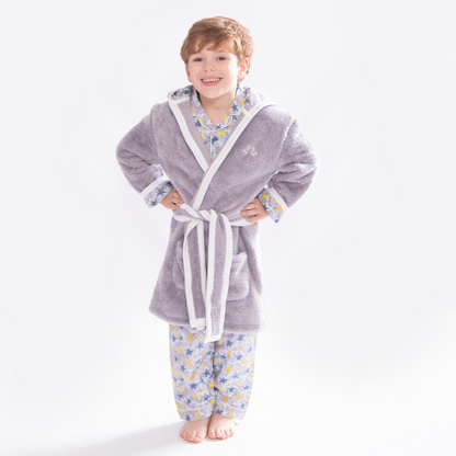 Shining Stars Girls Print Dressing Gown Grey