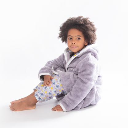 Shining Stars Girls Print Dressing Gown Grey