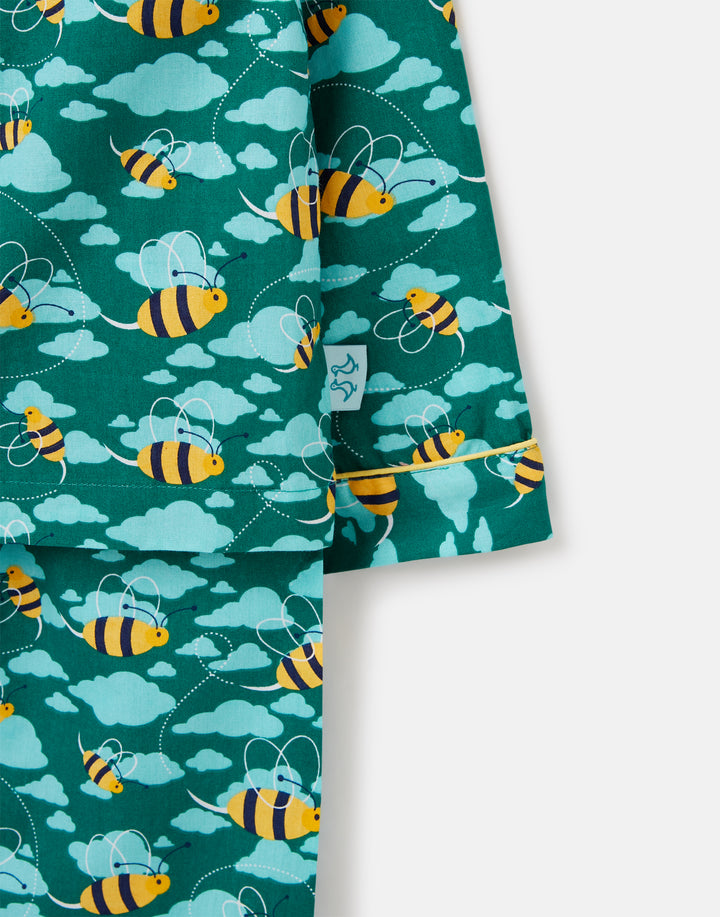 Busy Bees Boys Button-Up Pyjamas in Organic Cotton