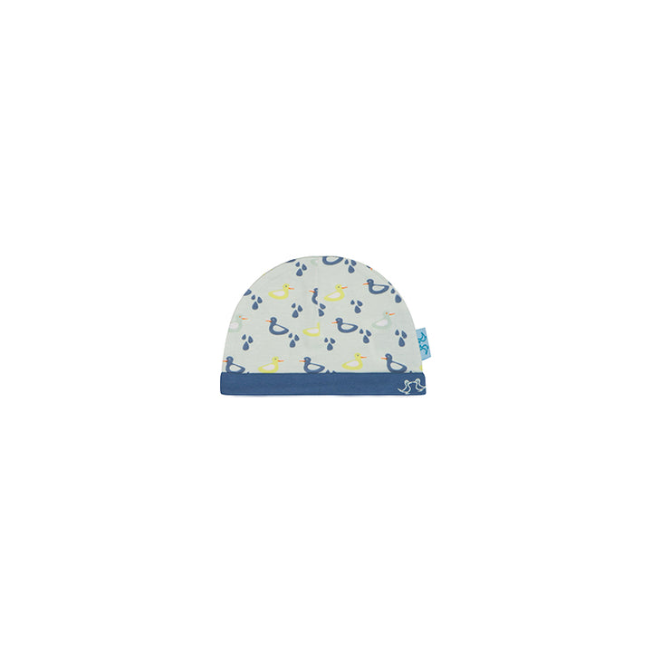 Duck Print Blue Baby Hat Set