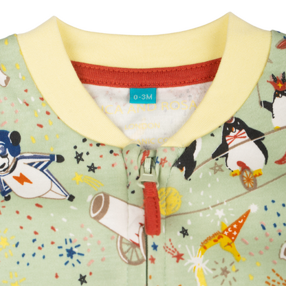 Showman Print Green & Yellow Baby Grow