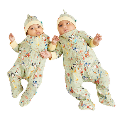 Showman Print Green & Yellow Baby Grow