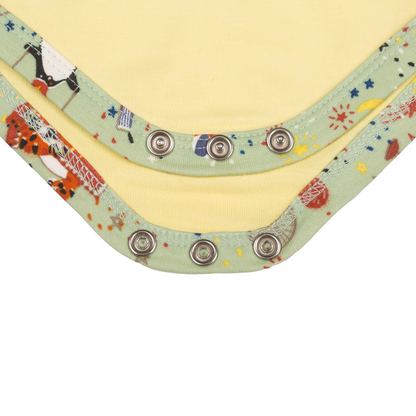 Showman Print Green & Yellow Baby Vest Set