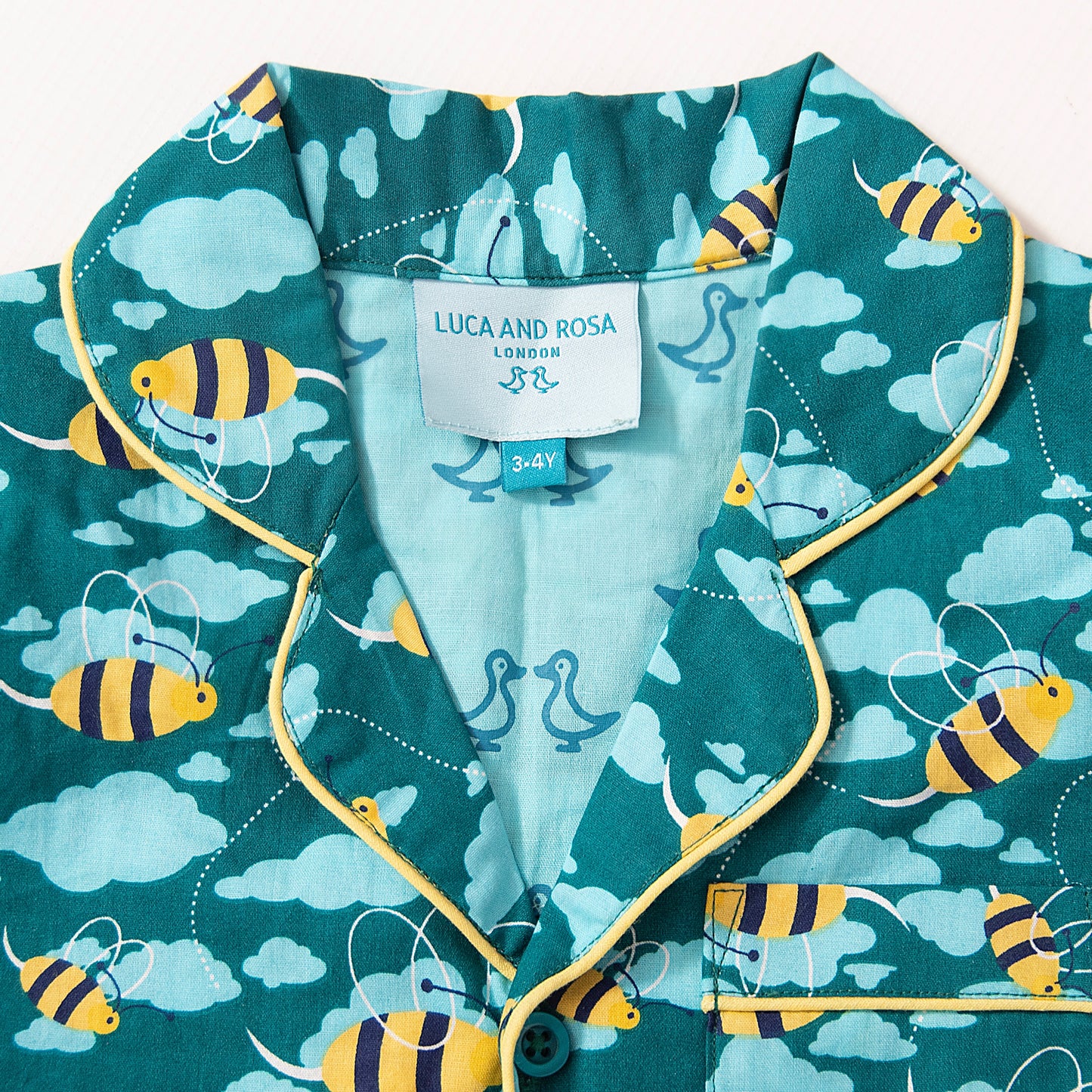 Blue Busy Bees Boys Button Up Pyjamas