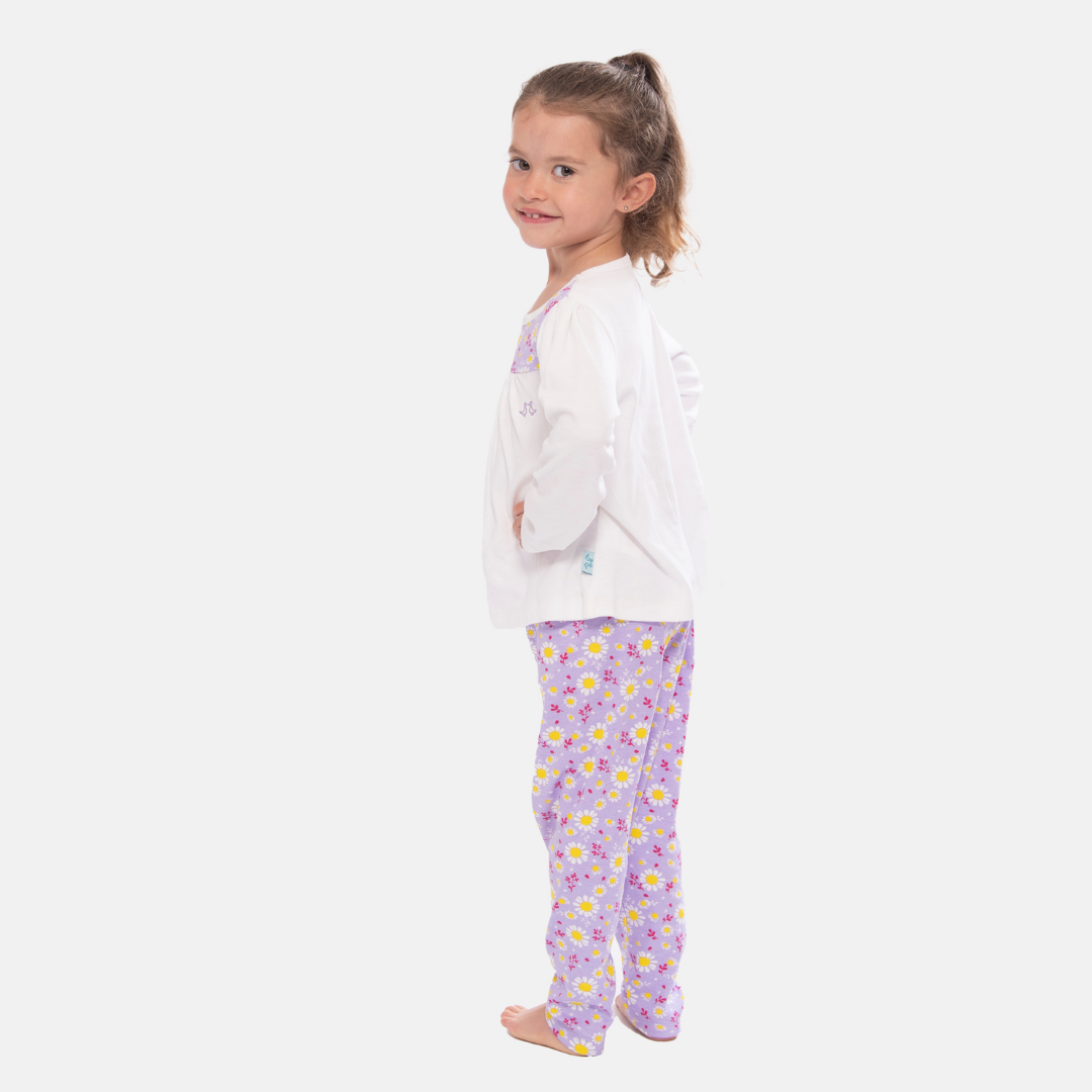 Dizzy Daisy Print Girls Interlock Pyjamas